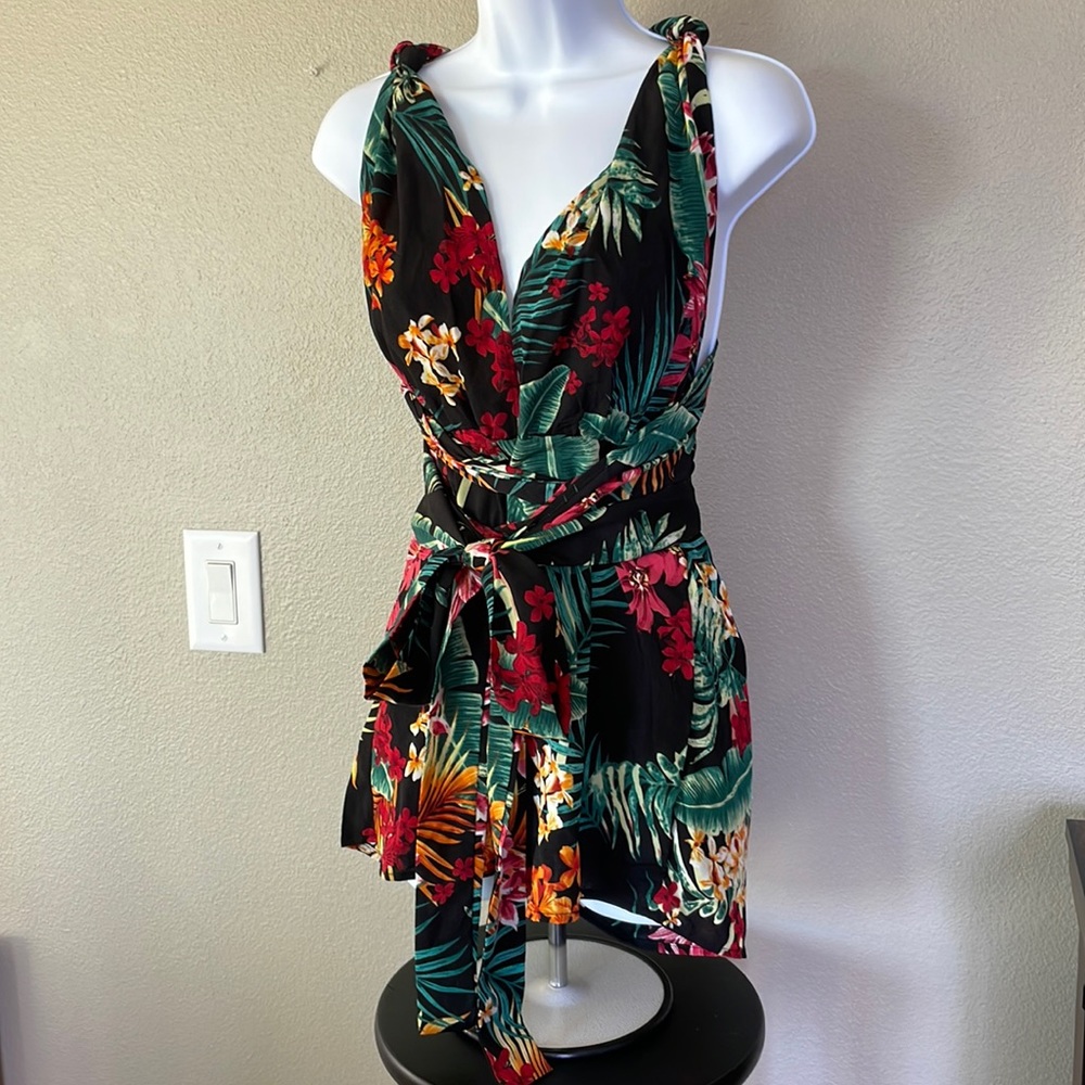 Tropical print multi wear romper